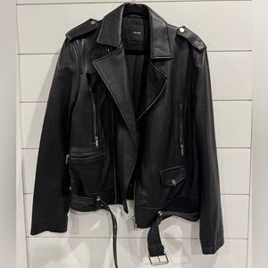 LTH JKT black oversized moto biker leather jacket